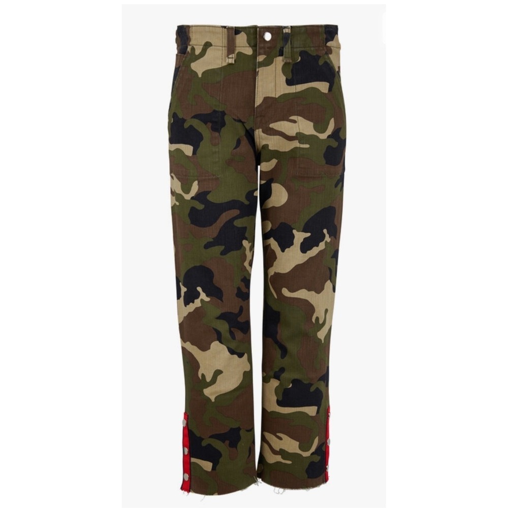 Veronica Beard Gisela Camo Straight Leg Pant Camouflage Hem High Rise 32/14